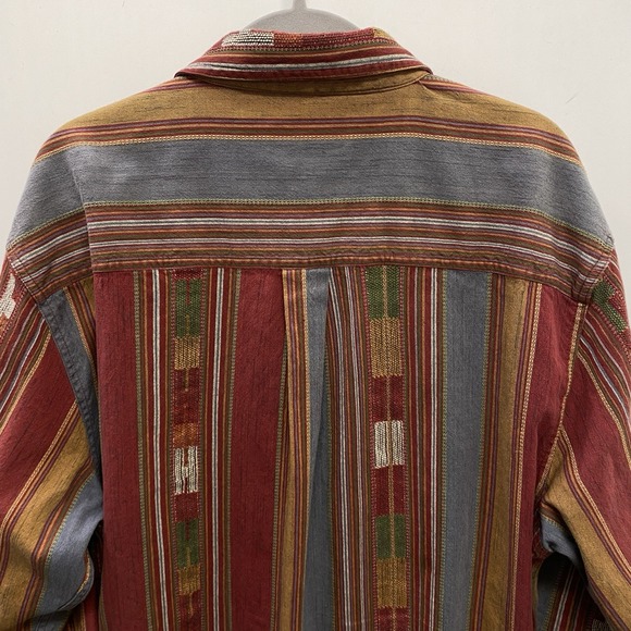 The Territory Ahead Mens XLT Textured Stripe Button Shirt Patchwork 100% Cotton - Picture 6 of 7